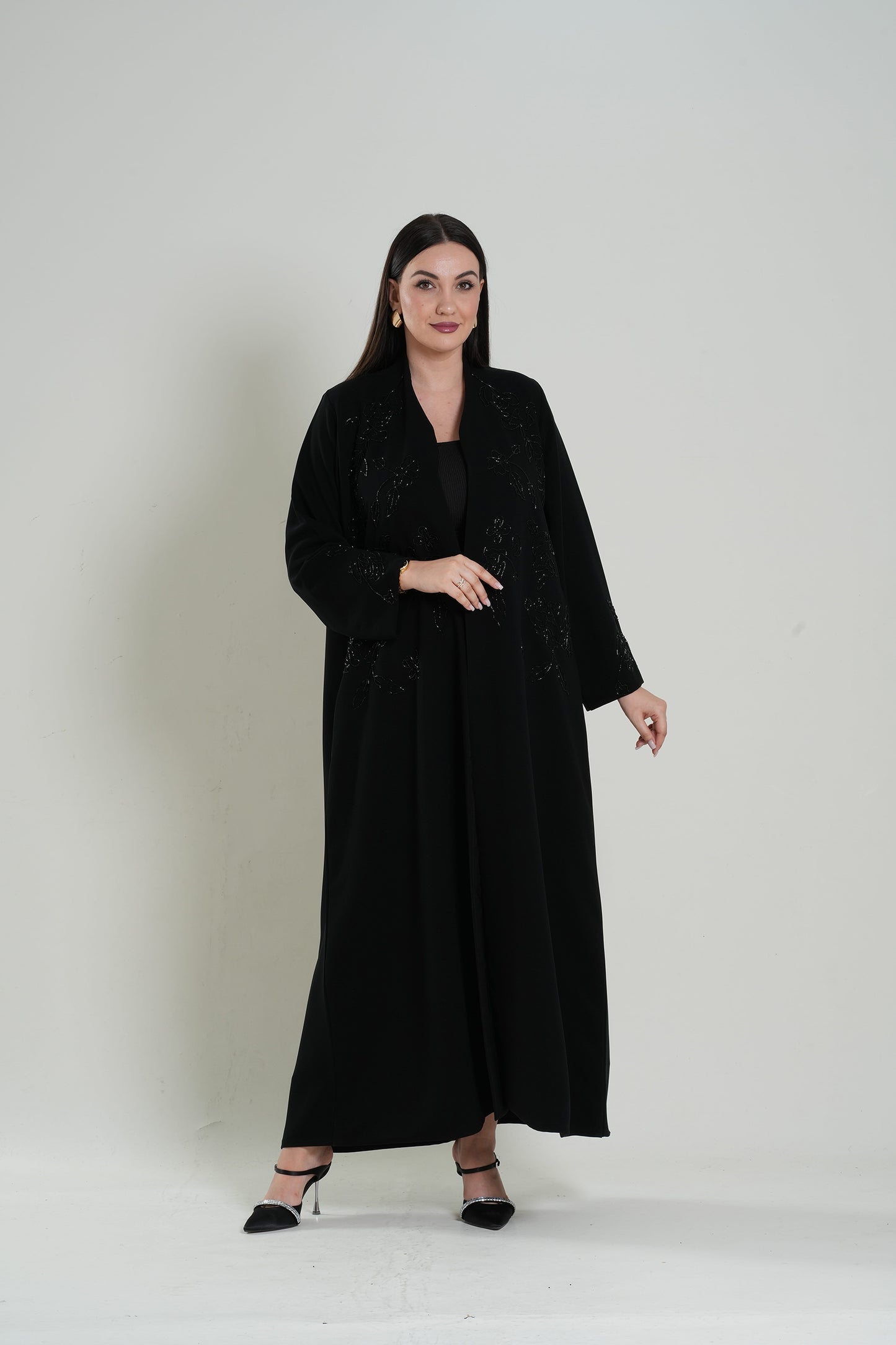 Elegant Black Nida Abaya