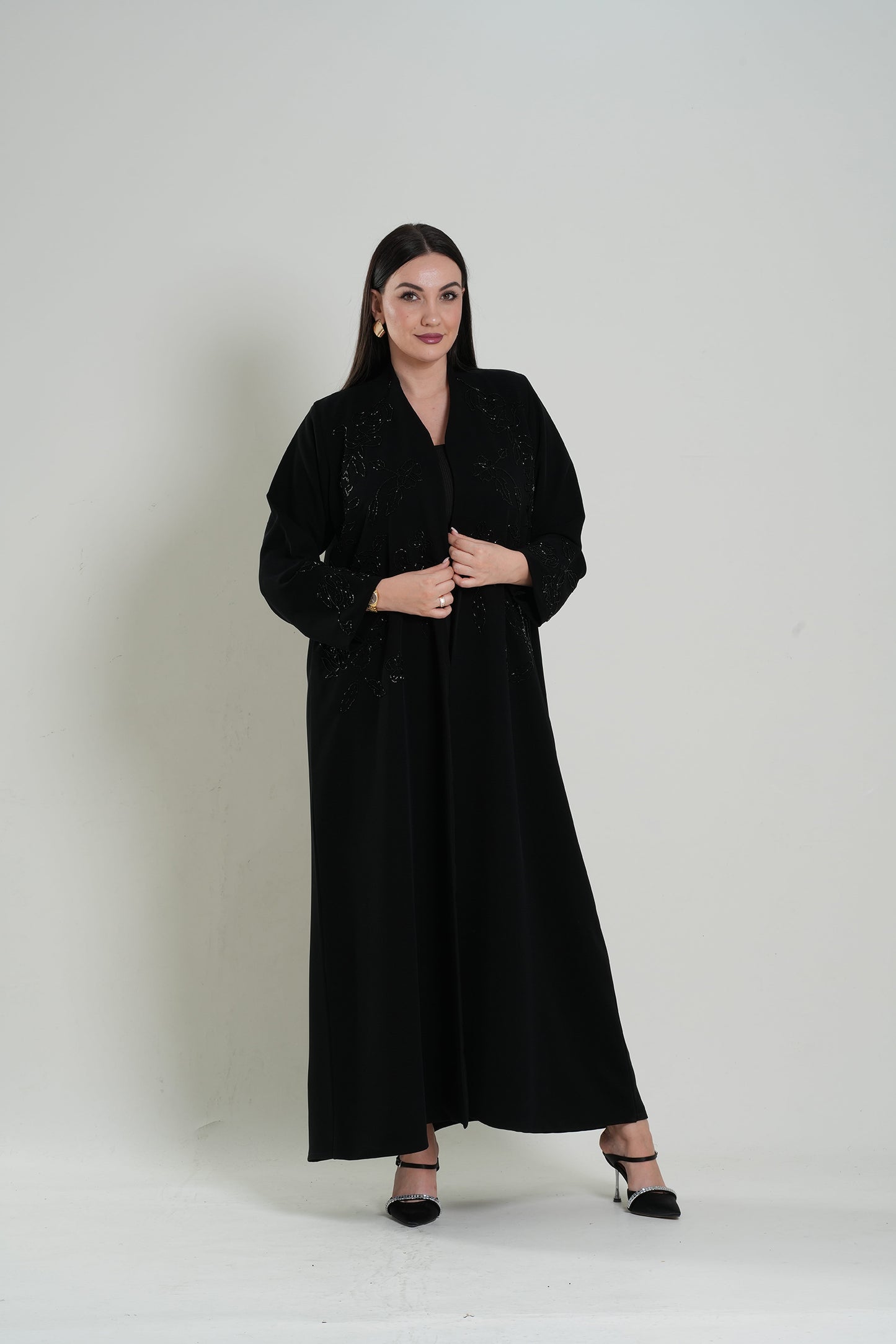 Elegant Black Nida Abaya